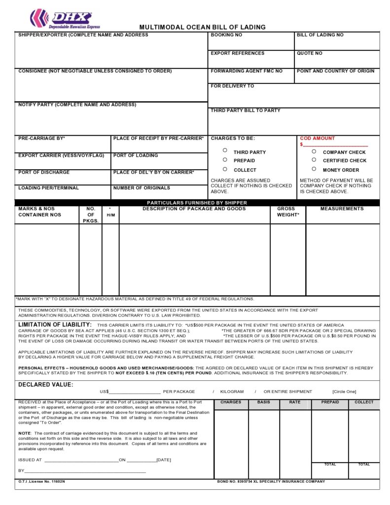 Bill of lading